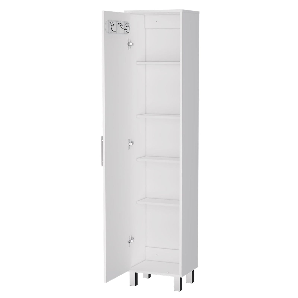 White 5-Shelf Tall Storage Cabinet - Freestanding MDF Cabinet