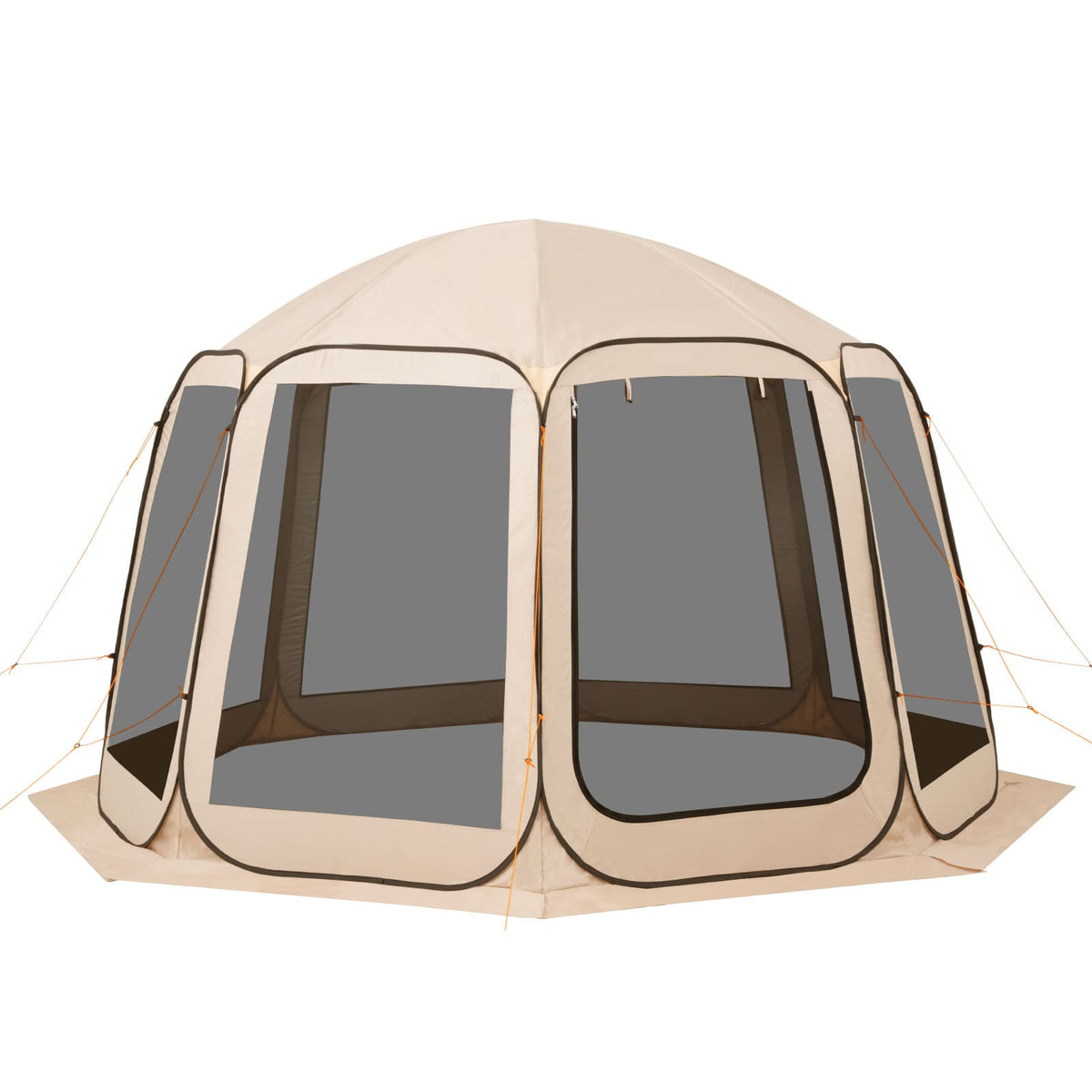 12 Person Beige Steel Pop Up Tent - Outdoor Screen House