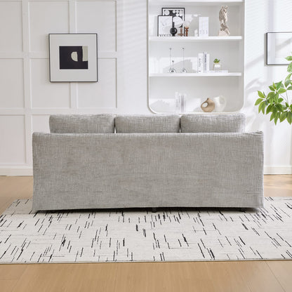 3-Seat Gray Chenille Oversized Sofa - Living Room Seating