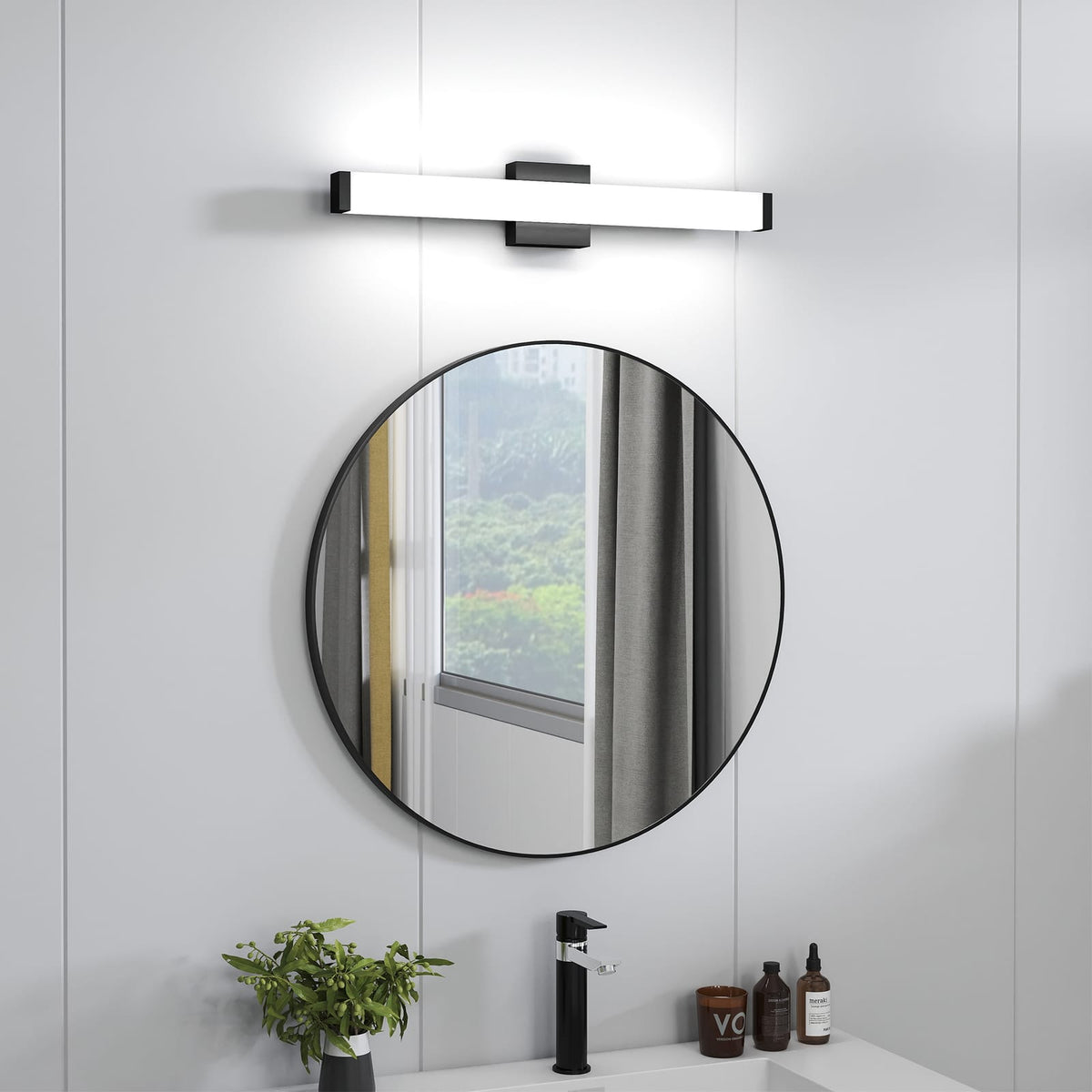Black Iron Vanity Light - 24.8" Bathroom Light Fixture