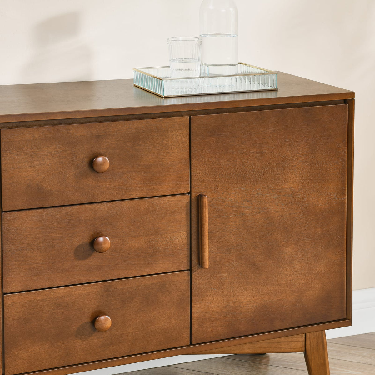 47.3" Walnut MDF Sideboard Buffet Cabinet Storage