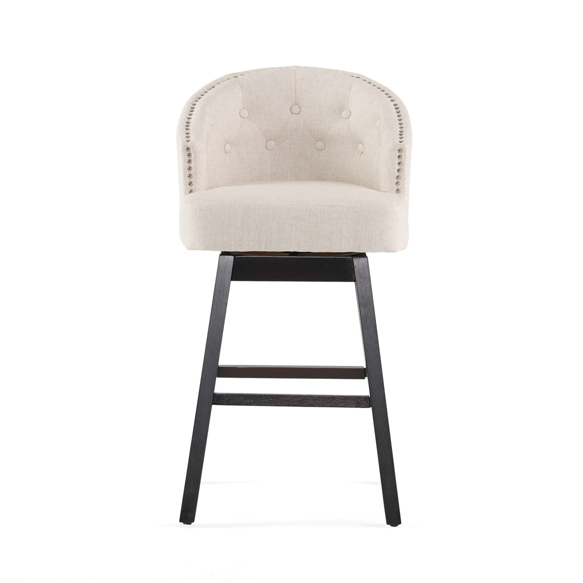 360 Degree Swivel Barstool Set Beige - Durable Rubber Wood Frame