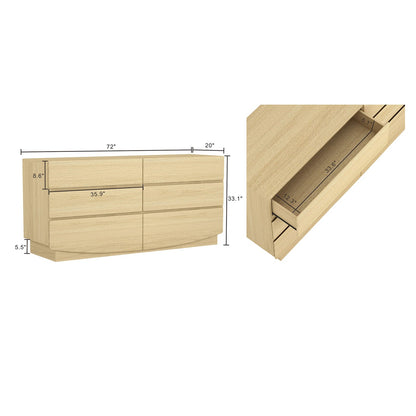 72" Oak Dresser - MDF Material Bedroom Storage