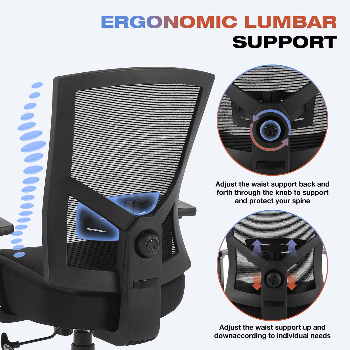 Big & Tall Mesh Office Chair - 600lbs Capacity, Lumbar Support