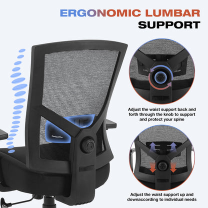 Big & Tall Mesh Office Chair - 600lbs Capacity, Lumbar Support