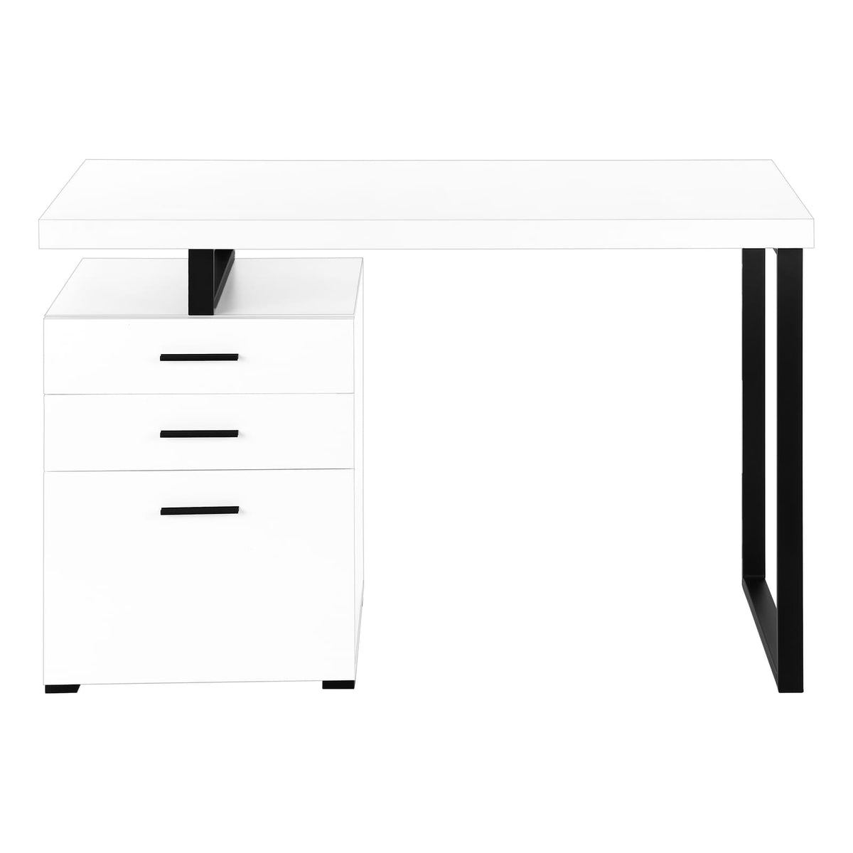 48" White Computer Desk with Storage Drawers