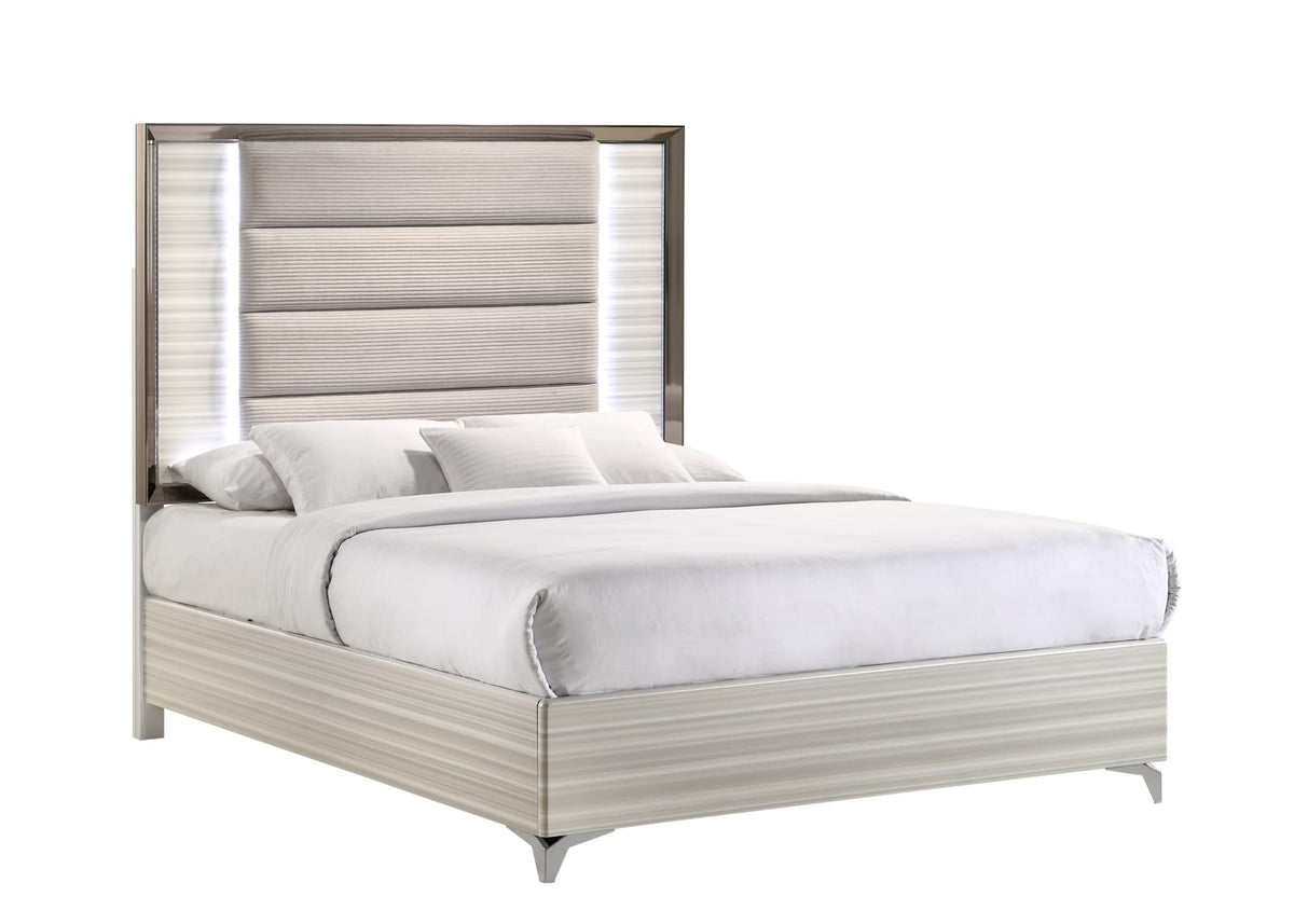 Queen White Bed Frame with Storage for Bedrooms