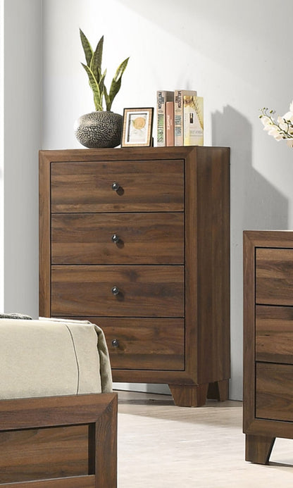 Brown Wood 4-Drawer Tall Chest Bedroom Dresser