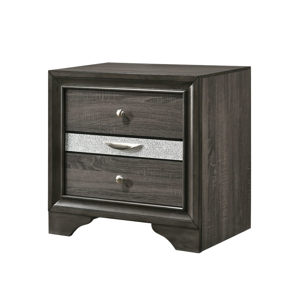 Gray Synthetic Wood Nightstand - 17"W x 26"H for Bedroom