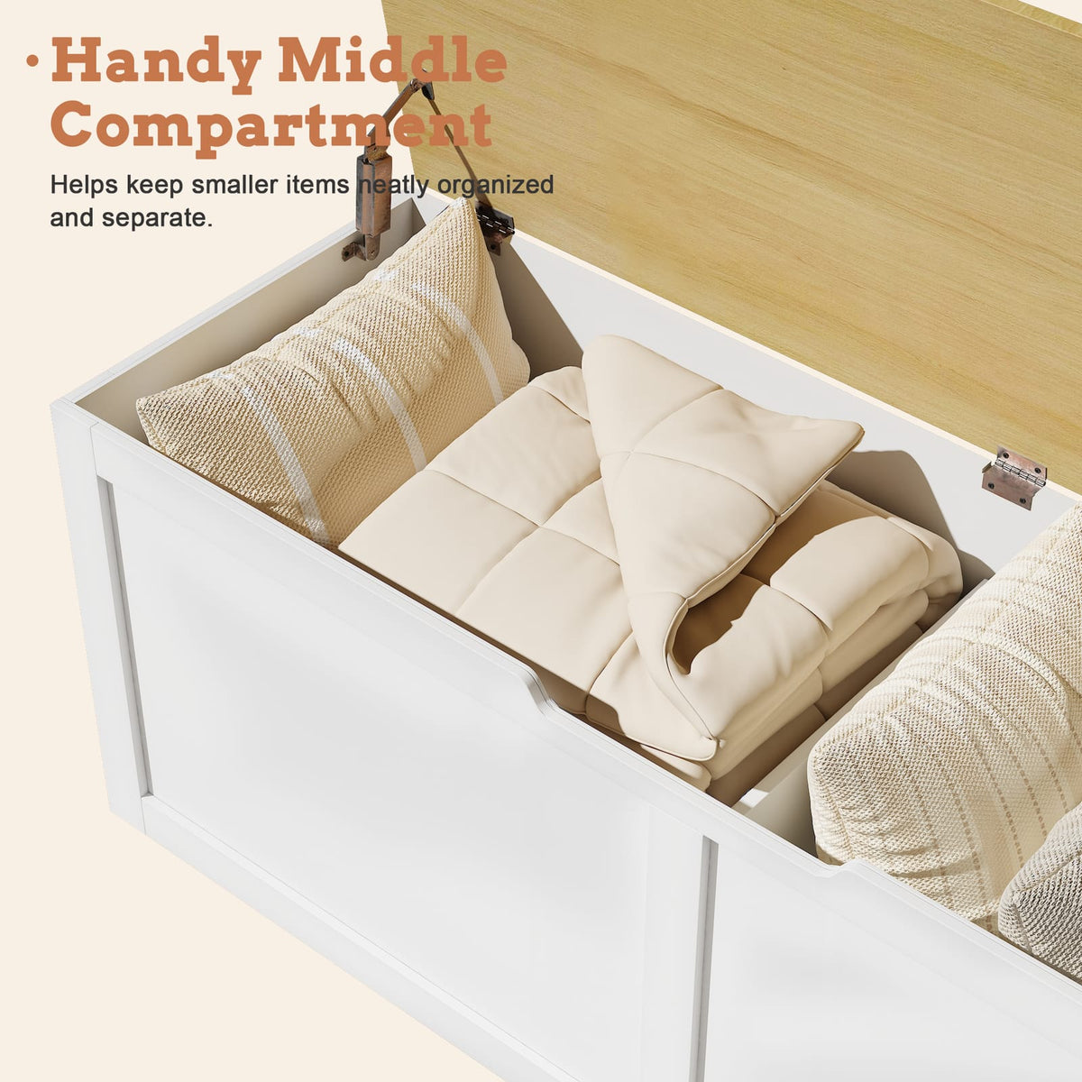 Corner Storage Bench with Large Storage Compartment for Living Room