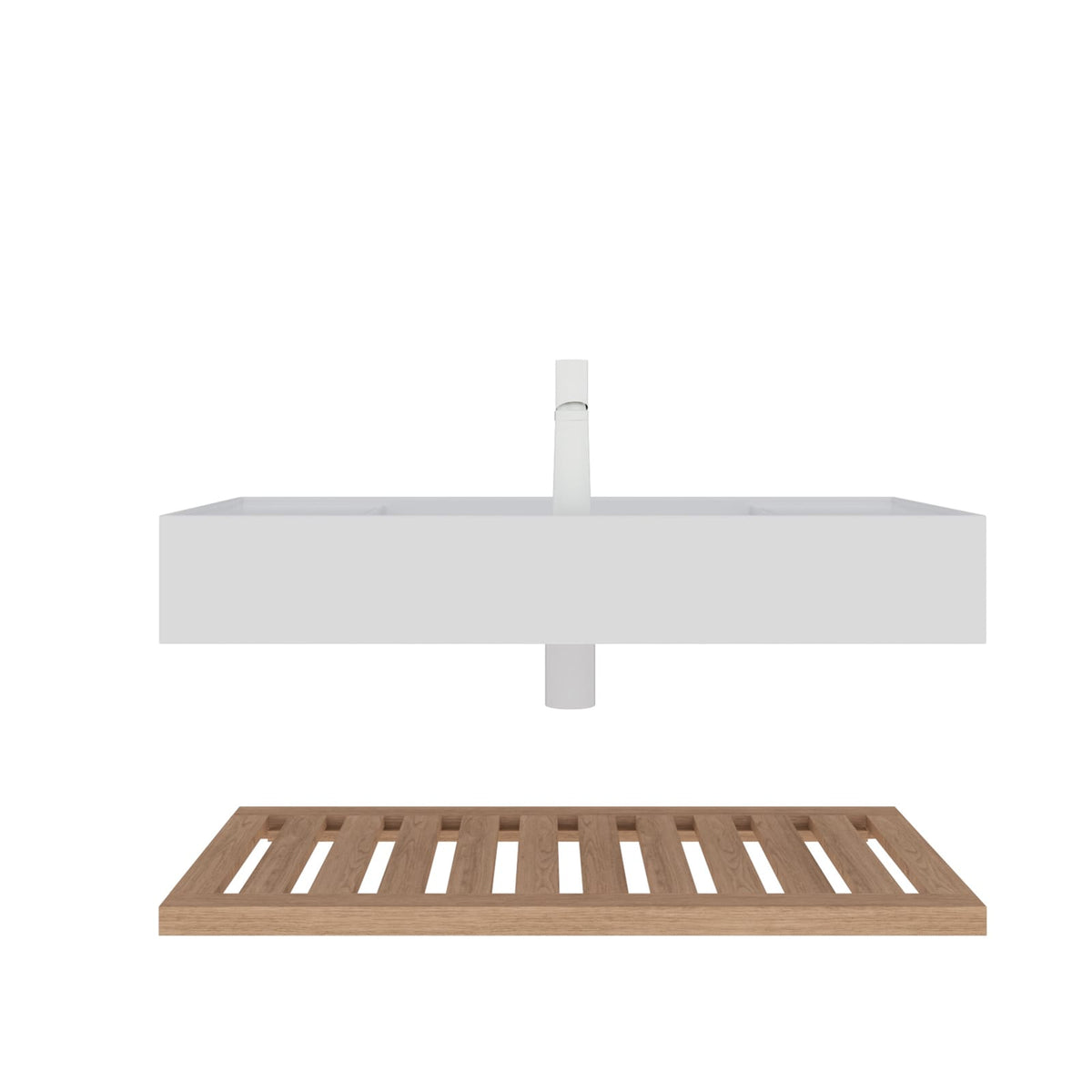 36" Natural Wood Bathroom Vanity with White Acrylic Sink
