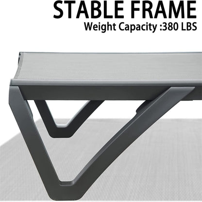 Gray Aluminum Patio Chaise Lounge - Outdoor Sun Lounger