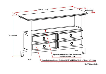 Dark Brown Wood Console Table - 48" Wide Entryway Table