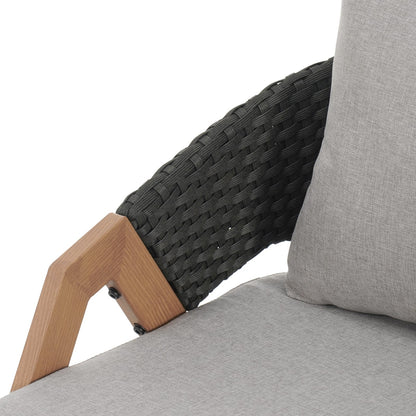 Grey & Teak Patio Chairs Set of 2 - Weather-Resistant Rattan