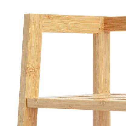 Natural Wood Ladder Shelf - 4 Tier Bamboo Bookshelf