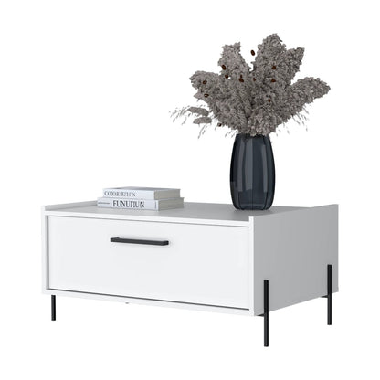White Rectangular Coffee Table with Storage