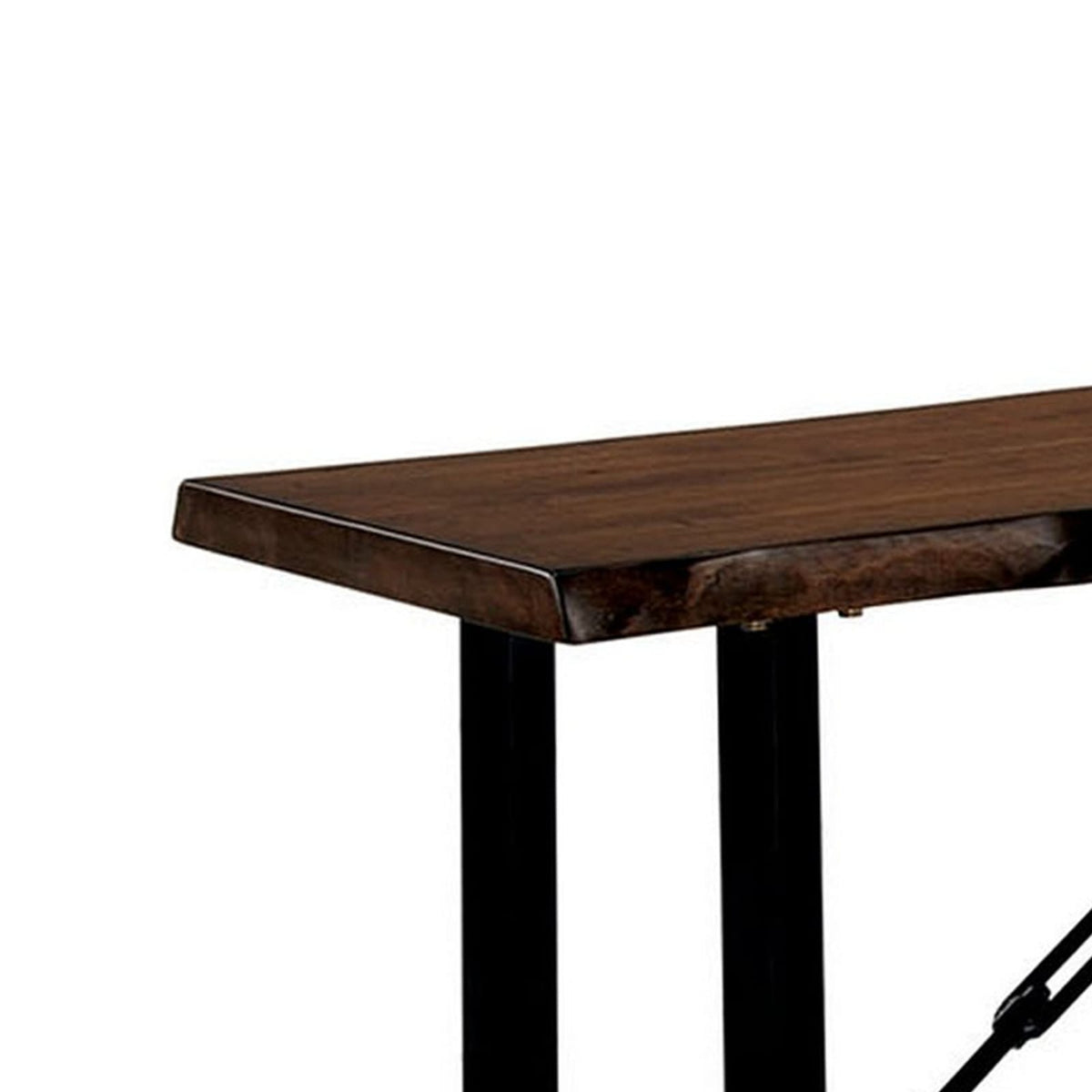 Black Brown Metal Bench - Rectangular Wood Seat