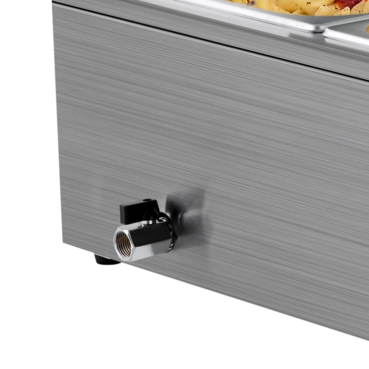 Stainless Steel Buffet Bain Marie Food Warmer with Glass Cover