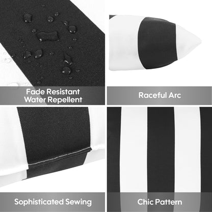 Black Polyester Outdoor Throw Pillows - 2 Pack 18x18 Inch