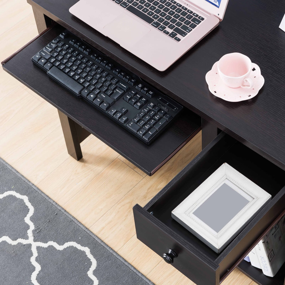 Espresso Student Desk with Hutch - Compact Home Office Desk