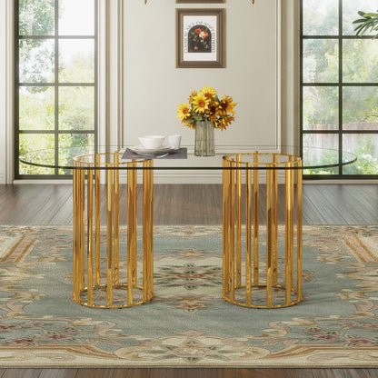 71 inch Gold Glass Dining Table for Kitchen or Dining Room