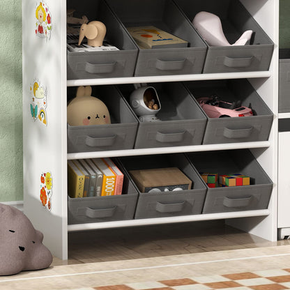 White Fabric Toy Storage Shelf with 11 Bins for Kids Playroom