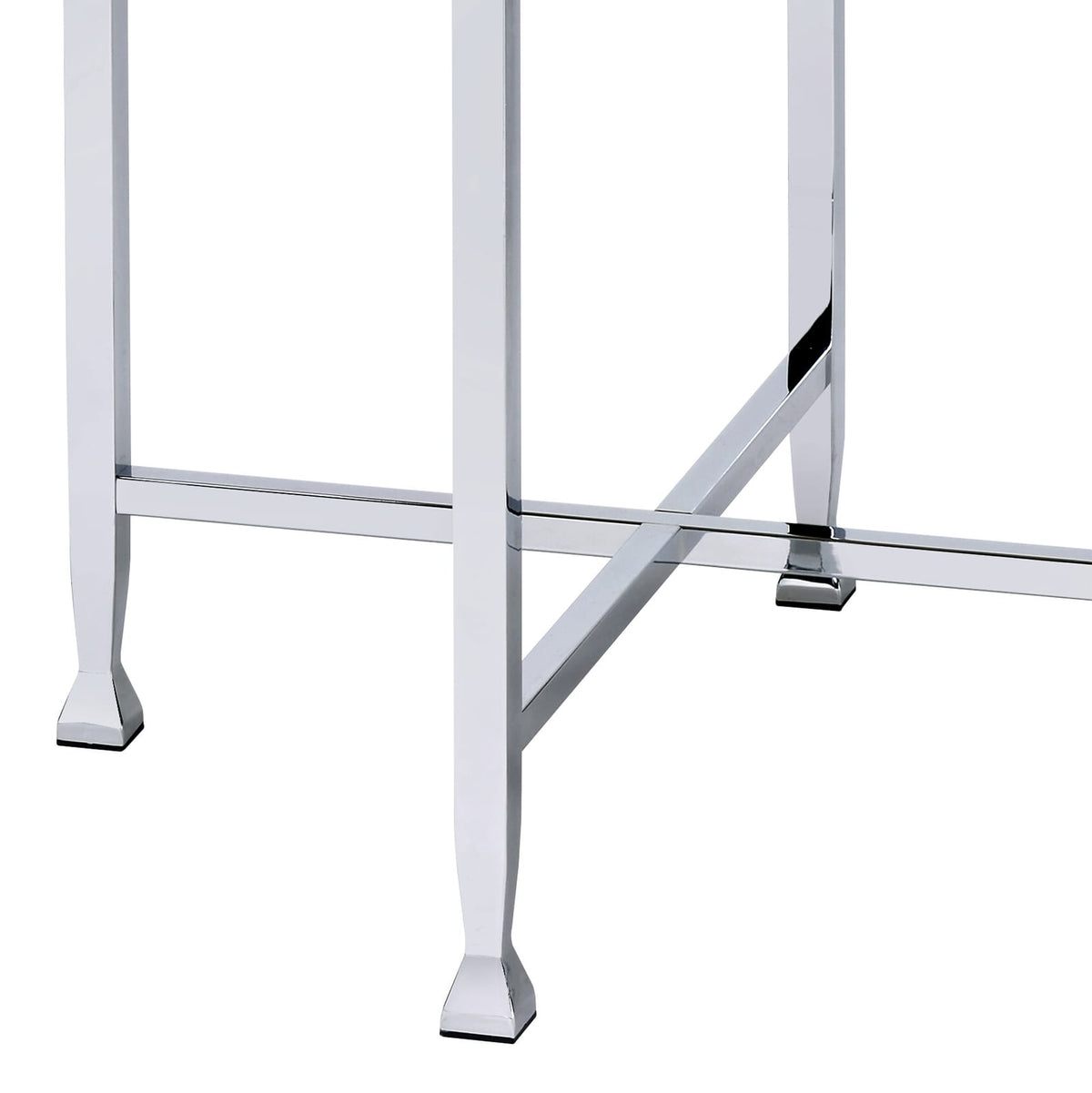 White Oak & Chrome Round End Table - 24 Inch for Living Room