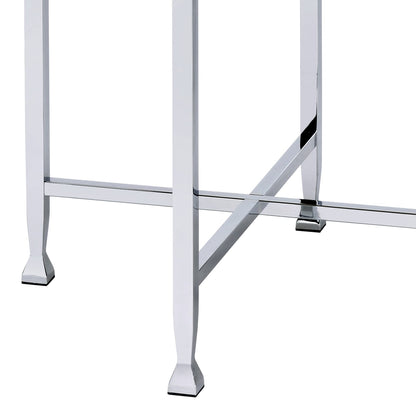 White Oak & Chrome Round End Table - 24 Inch for Living Room
