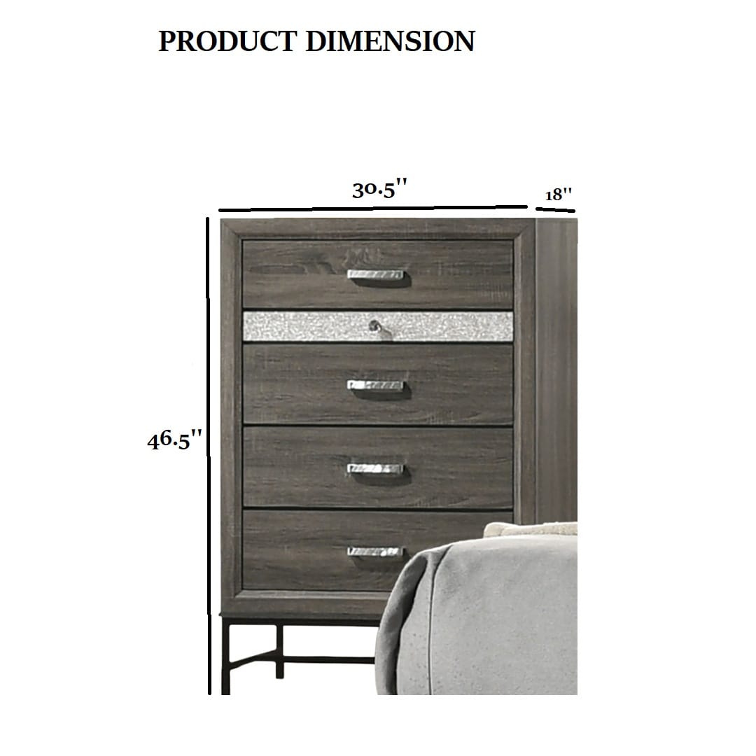 Contemporary Gray 4-Drawer Chest - Bedroom Storage