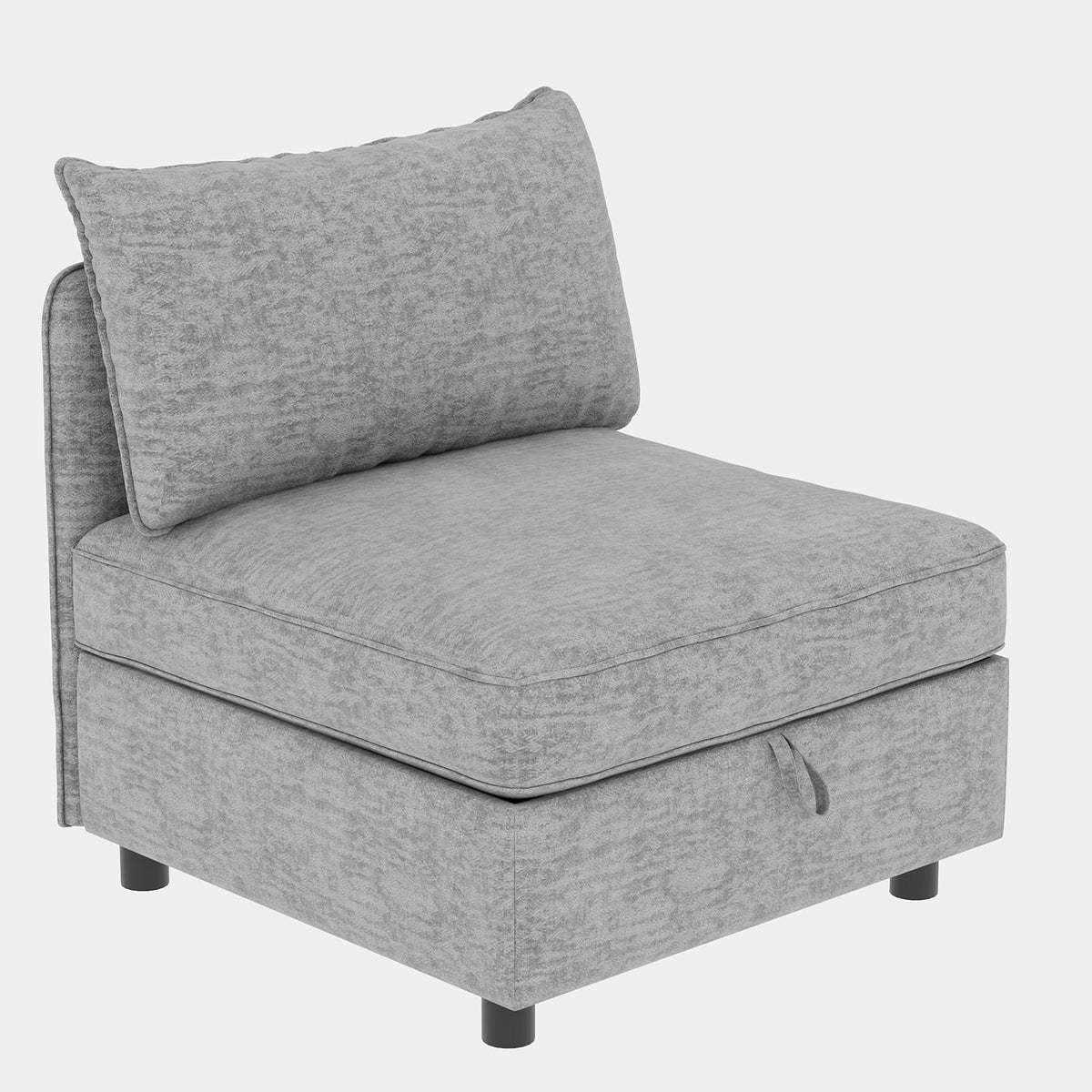 2 Seat Grey Chenille Sectional Sofa with Storage for Living Room