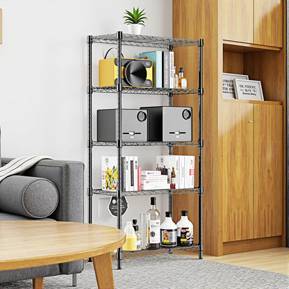 Black Carbon Steel Kitchen Shelving Unit - 5 Tier Storage
