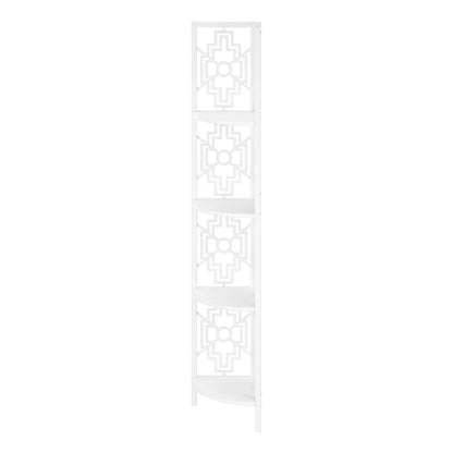 4 Tier White Metal Corner Shelf - 62" Tall
