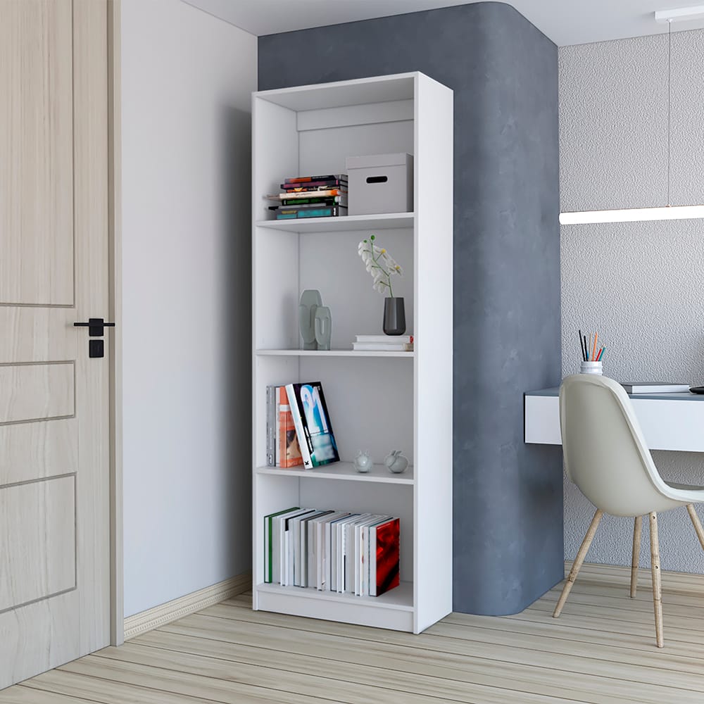 White Bookcase Benzoni - 4 Tier Storage Shelves