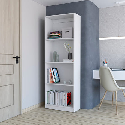 White Bookcase Benzoni - 4 Tier Storage Shelves
