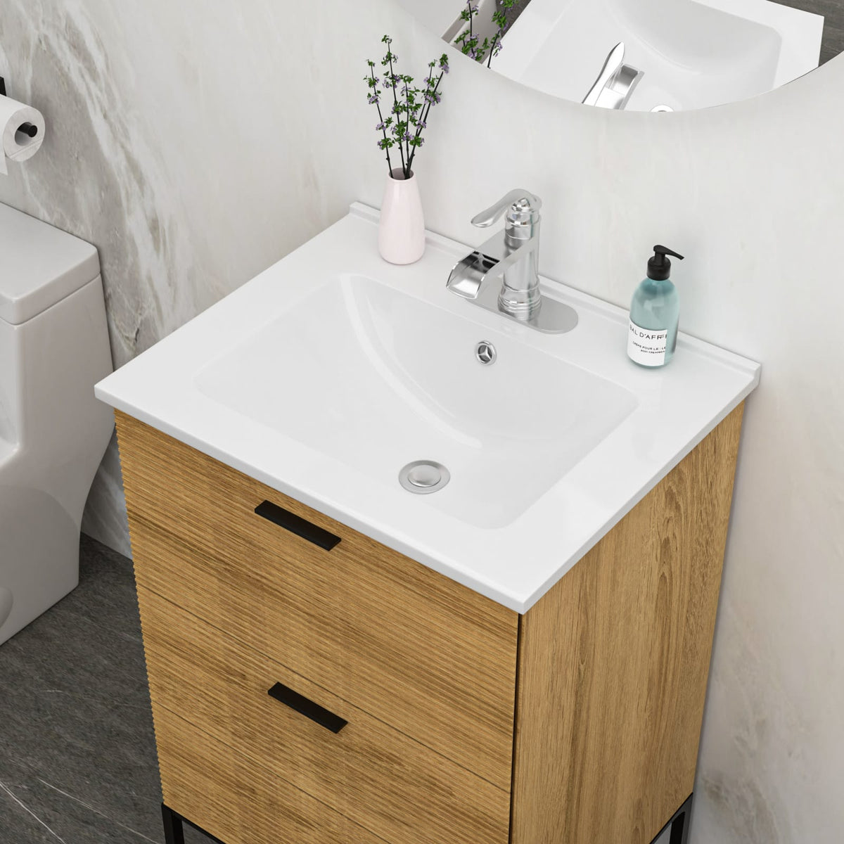 24 Inch White Ceramic Bathroom Vanity with Sink