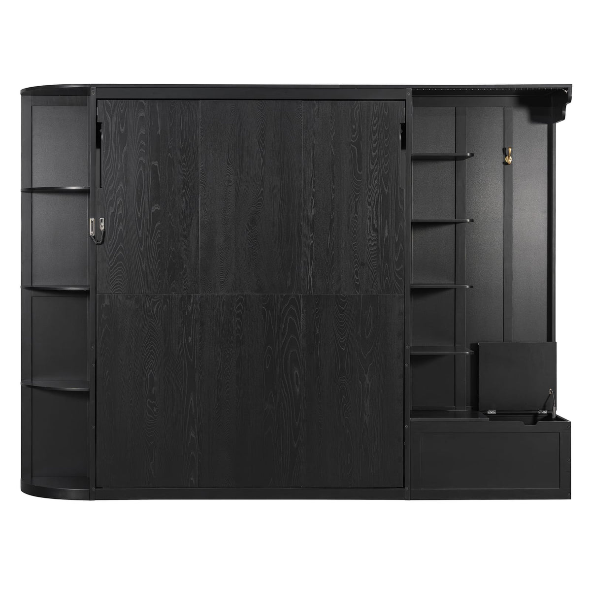 Queen Murphy Bed with Storage - Black MDF+LVL for Bedroom