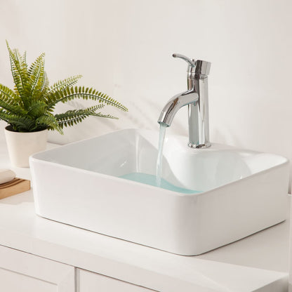 19"x15" White Ceramic Rectangular Vessel Bathroom Sink - Stain Resistant