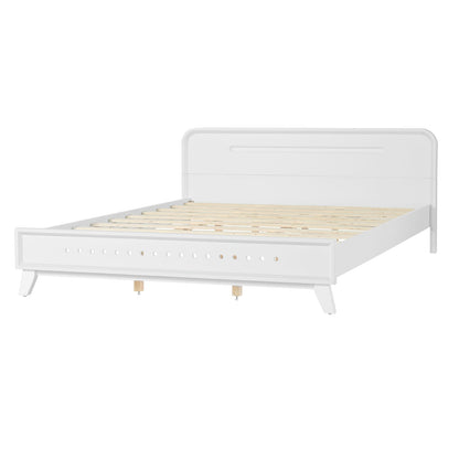 Queen Size White Pine Bed Frame - Solid Wood Base
