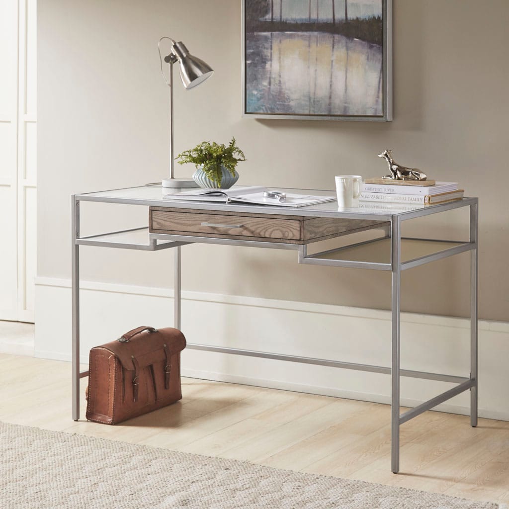 Antique Silver Wood Writing Desk - 24" x 48"
