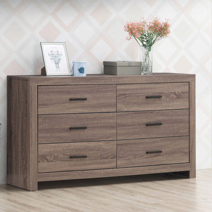 Oak Barrel Farmhouse 6-Drawer Dresser for Bedroom