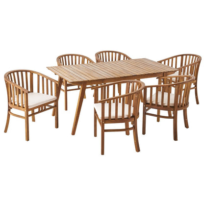 Teak Acacia Wood Dining Set - 6 Seat Outdoor Patio Furniture