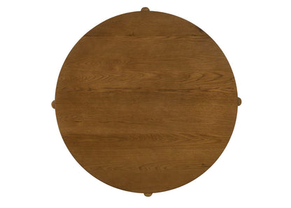 Walnut Round Dining Table Set - 5 Piece with Gray Chairs for Dining Room
