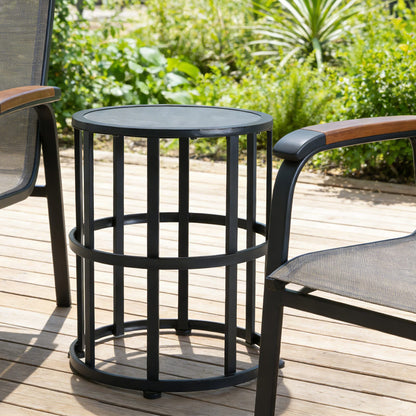 Black Ceramic Tile Side Table - Outdoor Patio Accent