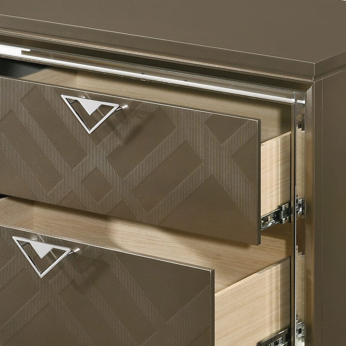 Champagne Synthetic Wood Nightstand - 18" W x 31" D x 29" H