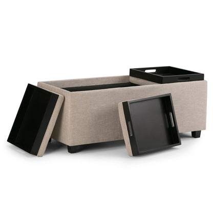 Silver Fabric Storage Ottoman - 41.7" Wide