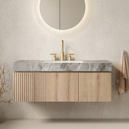 MURI 48" Bathroom Vanity & Sink - Light Gray Sintered Stone