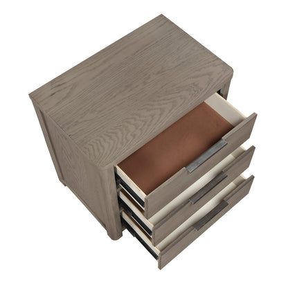 Light Gray 3-Drawer Bedside Cabinet - Modern Nightstand for Bedroom