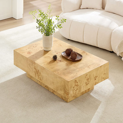 43.31" Natural MDF Burl Wood Coffee Table - Living Room Table