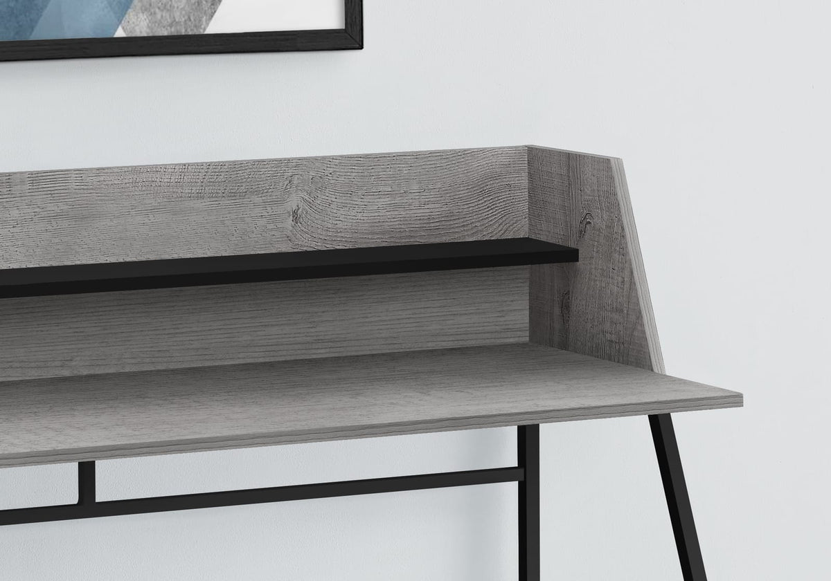 Grey Computer Desk with Hutch - Home Office Storage