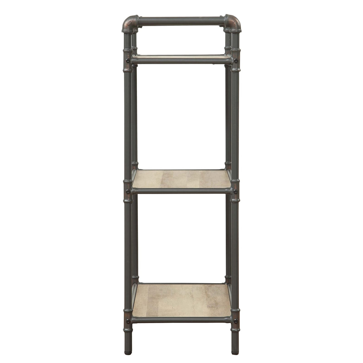 Antique Oak & Sandy Grey 3-Tier Bookcase - Industrial Style Shelving Unit